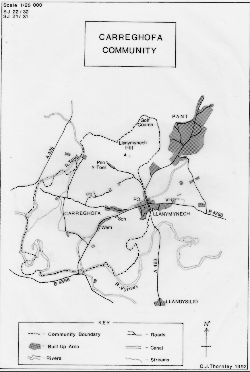 BOUNDARY MAP OF CARREGHOFA WARD 
